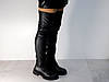 Чоботи ботфорти панчохи жіночі шкіряні зимові з блискавкою чорні 38р, фото 8