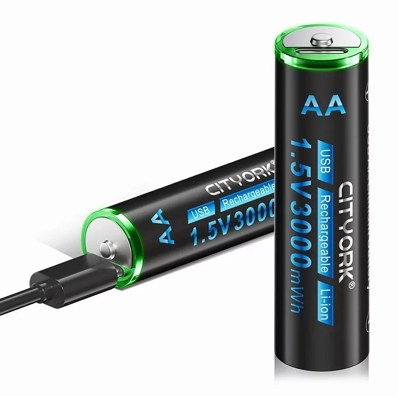 Акумулятор Cityork 1.5v 3000mwh AA літій-іонний з USB (Чорний)