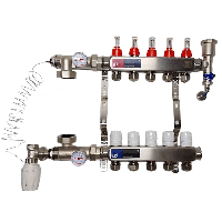 Колектор для теплої підлоги EP в зборі на 5 контурів (нержавіюча сталь)