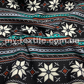 Трикотаж на хутрі 160 см 450 г/м2 DFS-21-2 Чорний Орнамент