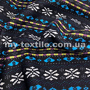 Трикотаж на хутрі 160 см 450 г/м2 DFS-28-2(3) Чорний с бузковим Орнамент