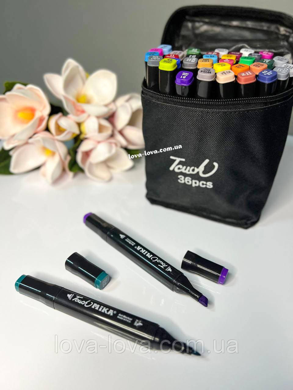 Набір двосторонніх маркерів для скетчингу та малювання на спиртовій основі Touch 36 штук