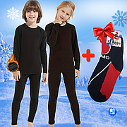 Термобілизна дитяча на флісі BioActive, 36 розмір +Подарунок Термошкарпетки дитячі / Зимова термобілизна для підлітка
