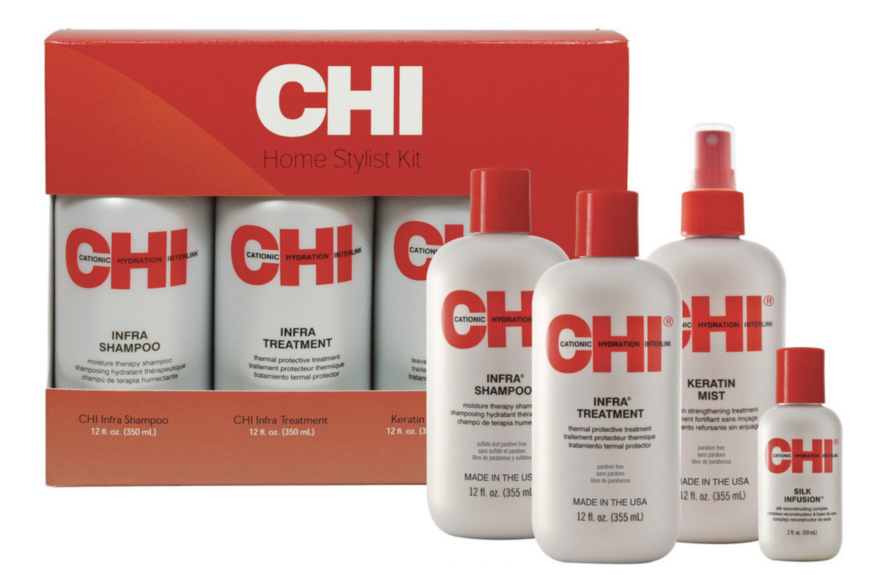 Набір для волосся CHI Stylist Kit Інфра шампунь, 355 мл, Інфра маска, 355 мл, Кондиціонер, Кератін Міст, 355 мл, Натуральний шовк