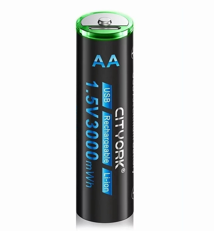 Акумулятор із USB Cityork 3000mwh AA 1.5v літій-іонний (Чорний)