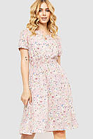 Платье с цветочным принтом, цвет пудровый, 230R1007-1