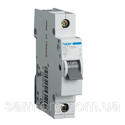 Автоматичний вимикач Hager 10А, 1ф, З, 6кА MC110A, фото 1