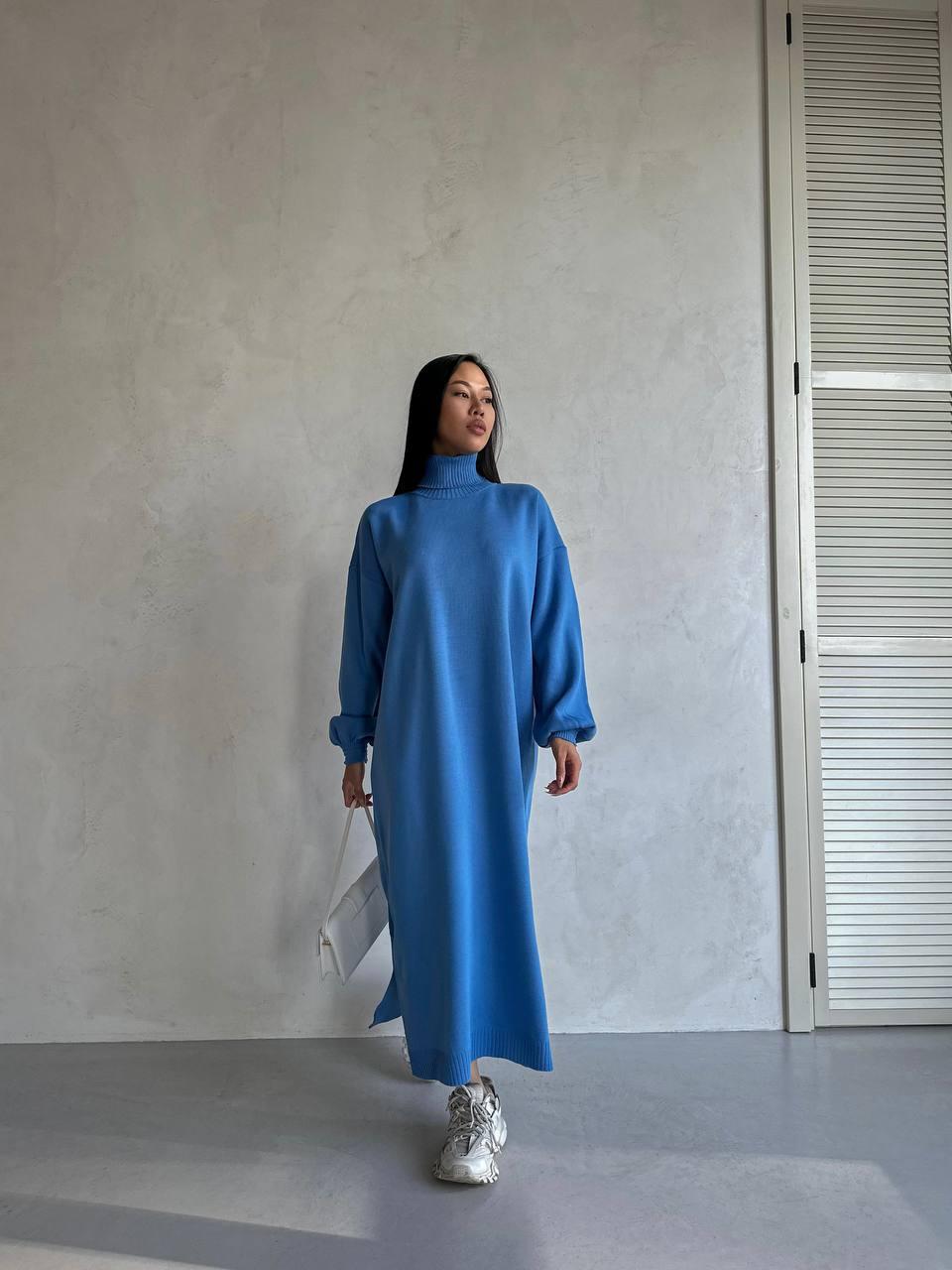 Жіноча сукня оверсайз Асія під горло довжина максі машинна в'язка Smdi8750