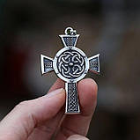 Чоловічий кулон підвіска з ланцюжком AMULET на шию з медичної сталі під срібло з Хрестом, фото 4