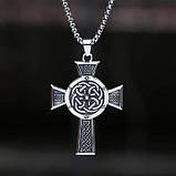 Чоловічий кулон підвіска з ланцюжком AMULET на шию з медичної сталі під срібло з Хрестом, фото 3