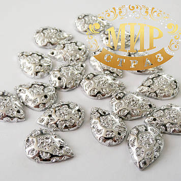 Клейова акрилова крапля, колір Silver Diamond, 10х14mm, ціна за 1 шт.