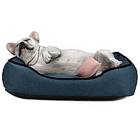 Лежак ліжко для собак та котів EGO Bosyak Рогожка M 75x65 Синій (лежанка для собак 6-12 кг)