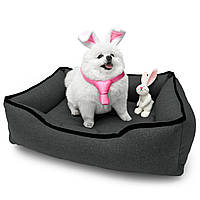 Лежак ліжко для собак та котів EGO Bosyak Рогожка S 65x55 Сірий (лежанка для котиків та собак 4-6 кг)