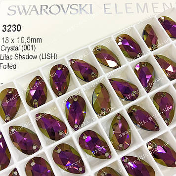 Пришивні стрази Swarovski, Крапля 18х10,5 мм, колір Lilac Shadow, 1 шт.