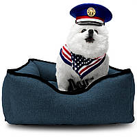 Лежак ліжко для собак та котів EGO Bosyak Рогожка XS 50x45 Синій (лежанка для котиків та собак до 4 кг)