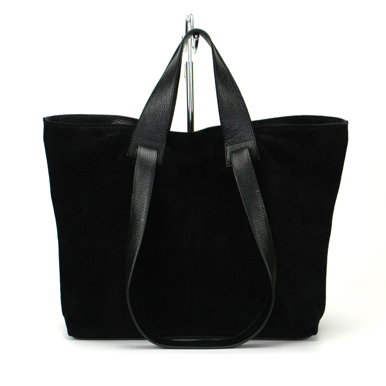 Сумка шопер з натуральної шкіри / замші Довгі ручки 56 BagTur Колір Чорний 01560101-0501, фото 1