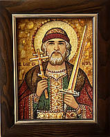 Икона Князь Игорь блаженный из янтаря , іменна ікона з бурштину князь Ігор