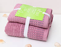 Набор полотенец Турция,махровіе полотенеца для лица и душа 2 штуки в наборе 50х90см и 70х140 Shell 2 шт. №21 Розовый №19