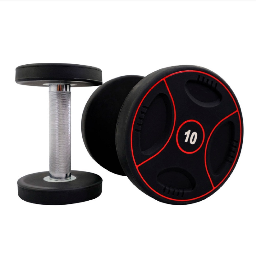 Гантель нерозбірна сталева гантель професійна поліуретанова з хромованою ручкою Stein 10 кг.