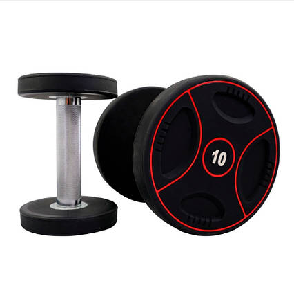 Гантель нерозбірна сталева гантель професійна поліуретанова з хромованою ручкою Stein 10 кг., фото 1