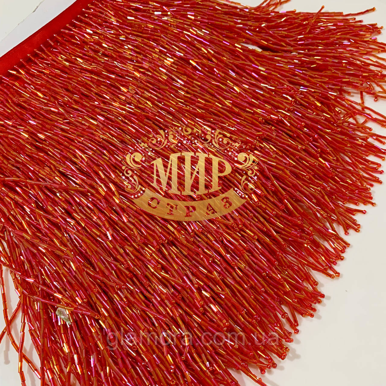 Склярусна тасьма, колір Red AB (висота 15 см), 1 м, фото 1