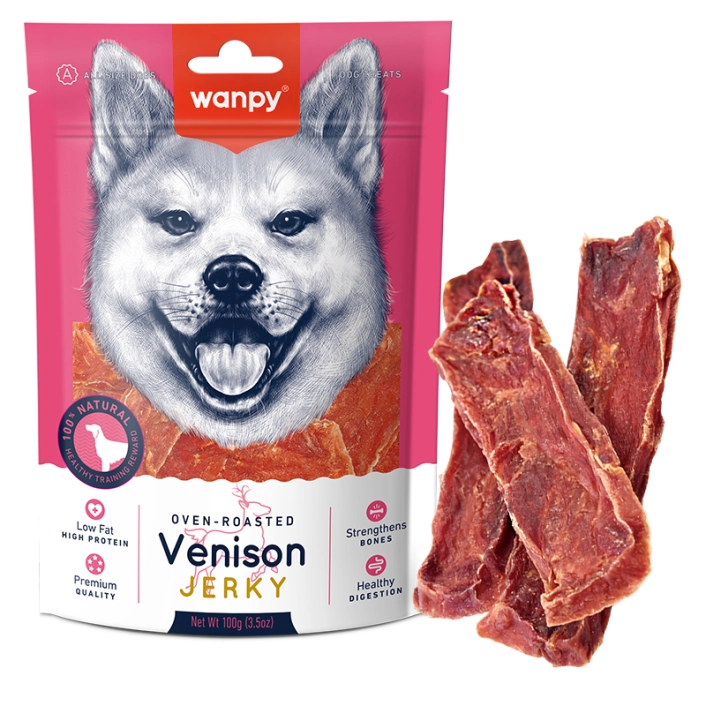 Ласощі для собак Wanpy (Ванпі) Soft Venison Jerky Slices слайси з в'яленої оленини з качкою 100 г