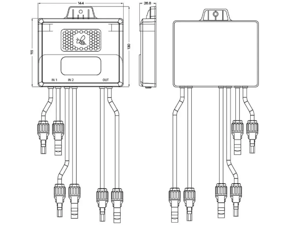 Оптимізатор потужності Honeybee 1600 на два сонячних фотомодулі (Pmax=2*800W) - фото 5 - id-p2025647560