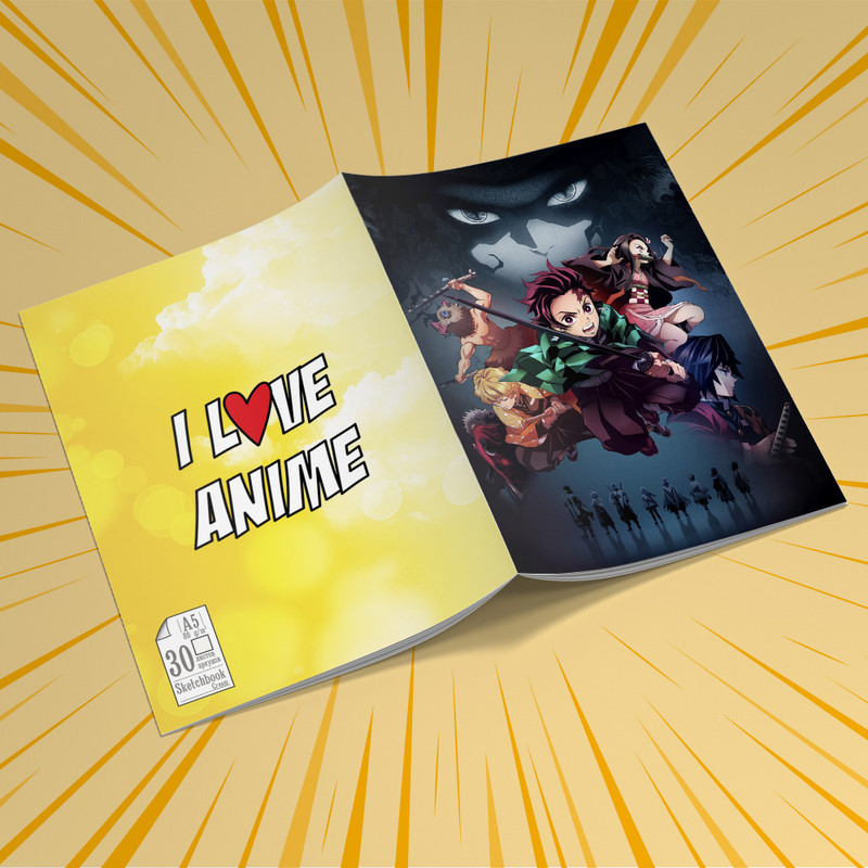 Скетчбук А5 кремові листи Kimetsu no yaiba 30 аркушів 003