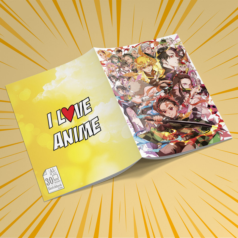 Скетчбук А5 кремові листи Kimetsu no yaiba 30 аркушів 017