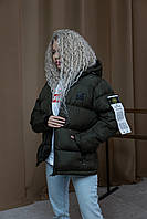 Куртка женская зимняя Stone Island (Стон Айленд) до -25°С хаки Пуховик женский короткий зима Люкс качества