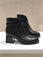 Ботильоны женские кожаные черные ботиночки на кабулках 71326-F2-H002 Brokolli 2966