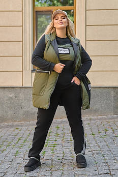 Міський жіночий спортивний костюм-трійка з кофтою, жилетом та брюками з 48 по 62 розмір