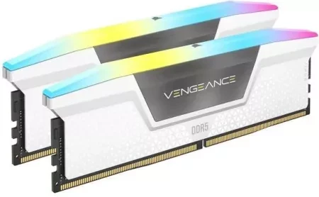 Пам'ять для настільних комп'ютерів Corsair 32 GB (2x16GB) DDR5 6000 MHz Vengeance RGB White (CMH32GX5M2D6000C36W)