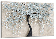 Картина холст в гостиную / спальню Дерево в квітах MLP_206 80х160см