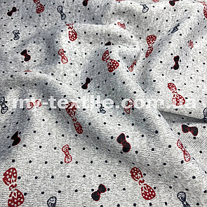 Трикотаж на хутрі 160 см 450 г/м2 Світло сірий меланж с бантами