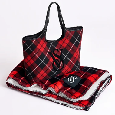 Набір сумка + ковдра Victoria’s Secret Plaid Tote + Cozy Blanket