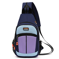 Слінг рюкзак жіночий, сумка через плече виготовлена ​​з високоміцної оксфордської синьо-фіолетовий