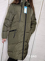 Пальто зимове жіноче колір хакі / розмір 50, 54
