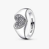 Серебряное кольцо "Двойное сердце" 192491C01