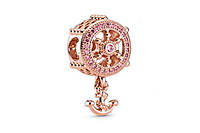 Серебряный Шарм для браслетов Пандора в розовой позолоте "Штурвал" 789017C01