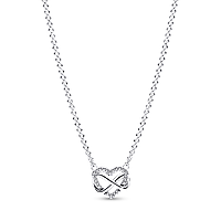 Серебряное ожерелье Пандора "Блестящее сердце бесконечности"