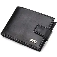 Тонкий чоловічий шкіряний гаманець невеликого розміру чорного кольору Сanpellini