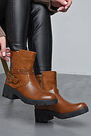 Ботинки женские демисезонные светло-коричневого цвета на молнии р.38 167635M