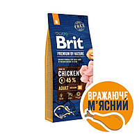 Сухий корм для собак Brit Premium Dog Adult M для дорослих собак середніх порід, з куркою, 15 кг