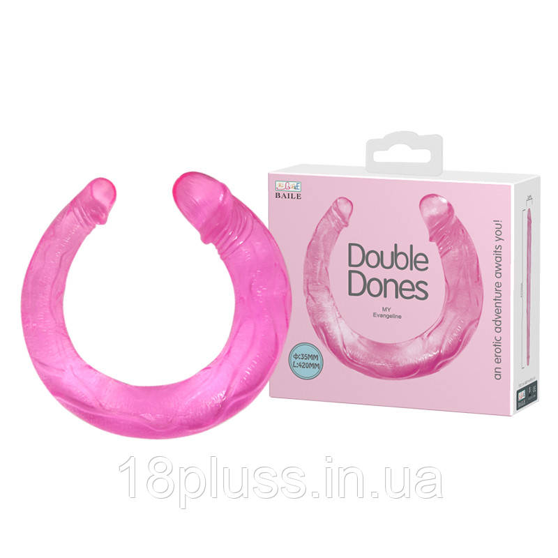 Двосторонній реалістичний фалоімітатор Double Dones My Evangeline Pink, 42 см, фото 1