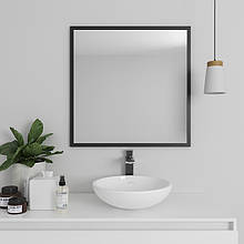 Дзеркало на стіну в рамі slim | Чорне 63х63 Black Mirror | квадратне до спальні | у ванну кімнату | в коридор