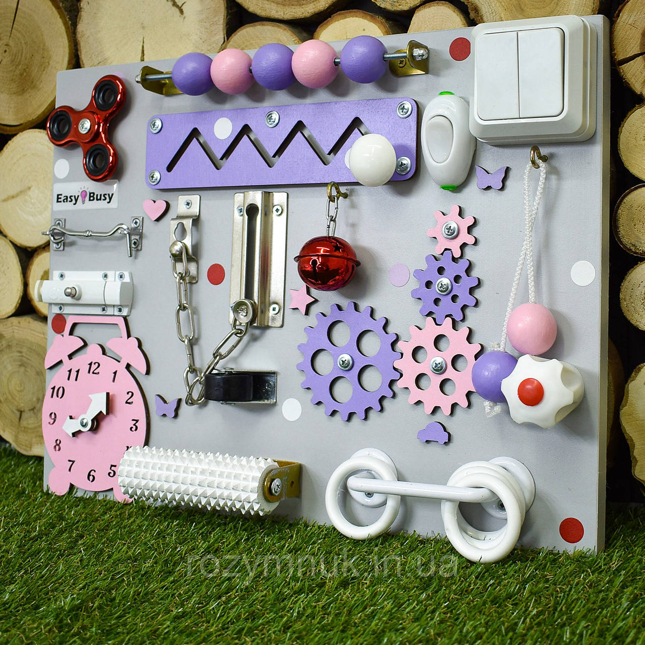 Бізіборд для дівчинки, розвиваюча дошка для дітей, Монтессорі Іграшка на 1 рік, фото 1