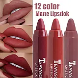 Набір 3 в 1 Губні помади-олівці Teayason Lipstick матові в різних кольорових нюдових гаммах., фото 6