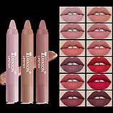 Набір 3 в 1 Губні помади-олівці Teayason Lipstick матові в різних кольорових нюдових гаммах., фото 2