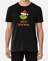 Мужская и женская Новогодняя футболка с принтом Merry Grinchmas Гринч Похититель Рождества